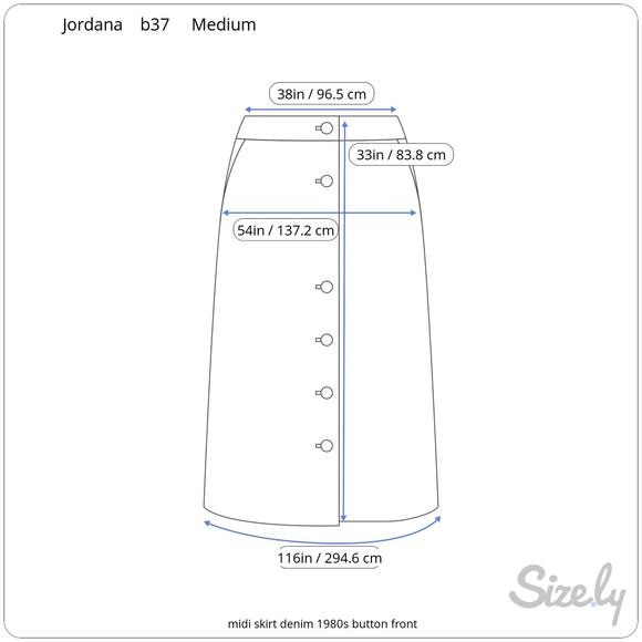 midi skirt denim 1980s button front - Picture 2 of 9